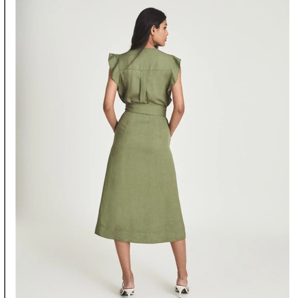 NWT REISS Emma Linen blend midi dress - Picture 2 of 9